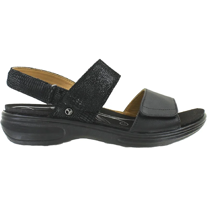 trendy sandals for everyday use -Women's Revere Como Black Lizard Leather