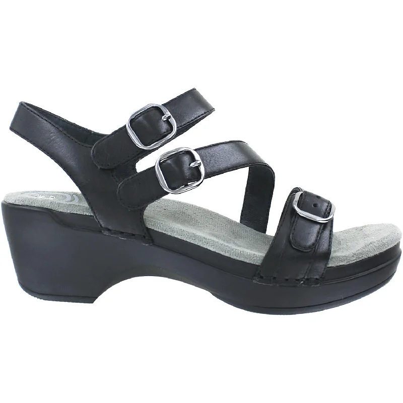 waterproof sandals for water sports -Women's Dansko Sacha Black Burnished Calf Leather