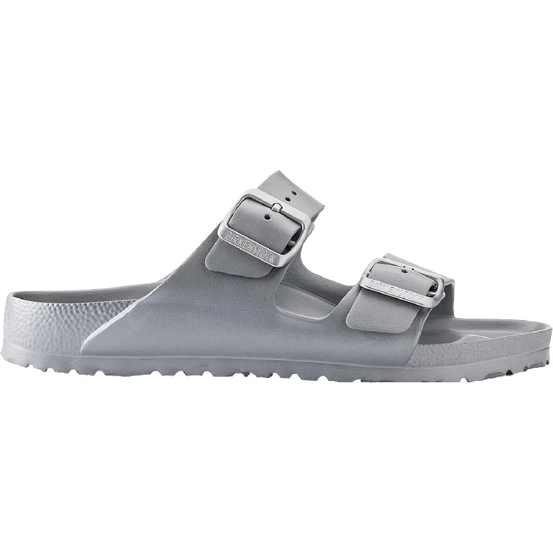 sandals for casual beach wear in summer -Unisex Birkenstock Arizona Essentials Metallic Silver EVA Synthetic