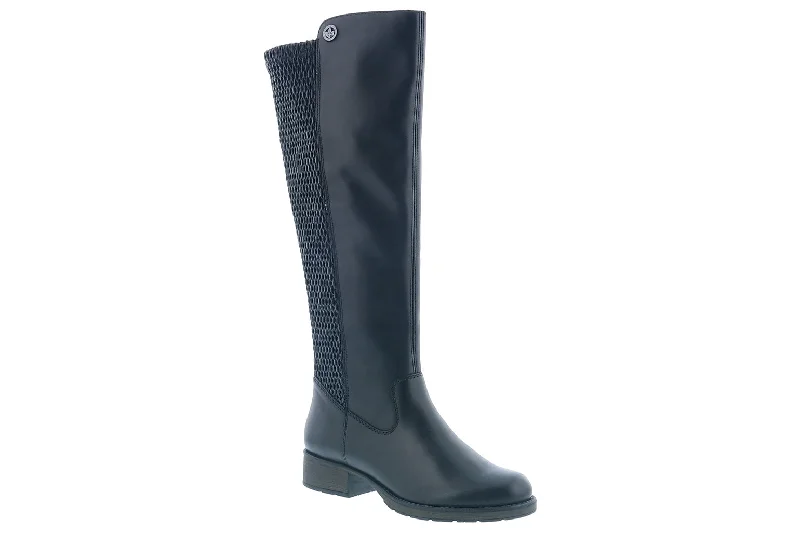 Soft leather boots for women-Rieker Faith Black