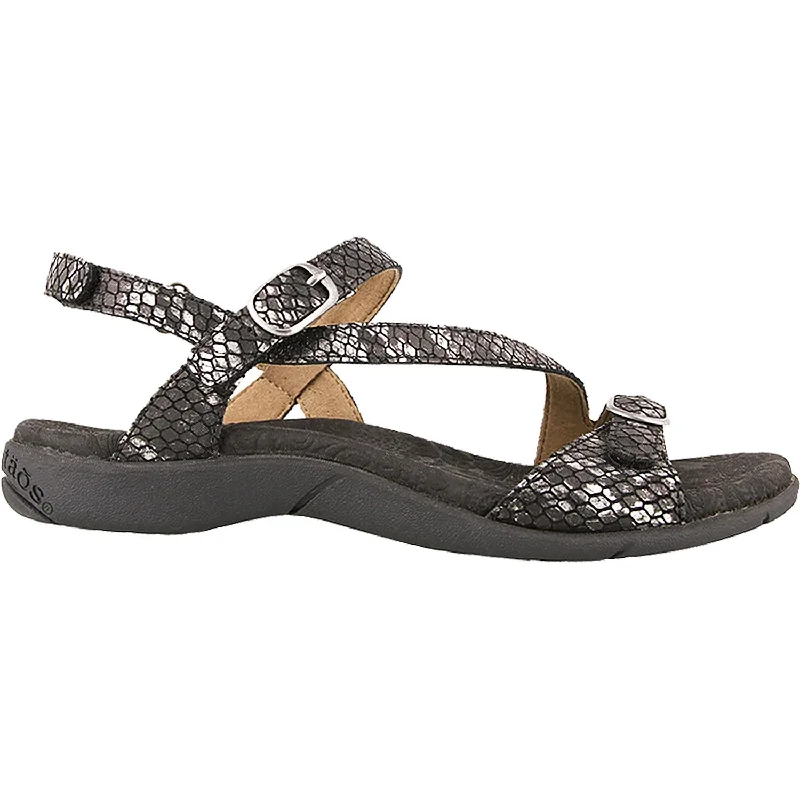 sandals with leather straps for outdoor use -Women's Taos Beauty 2 Black Snake Leather