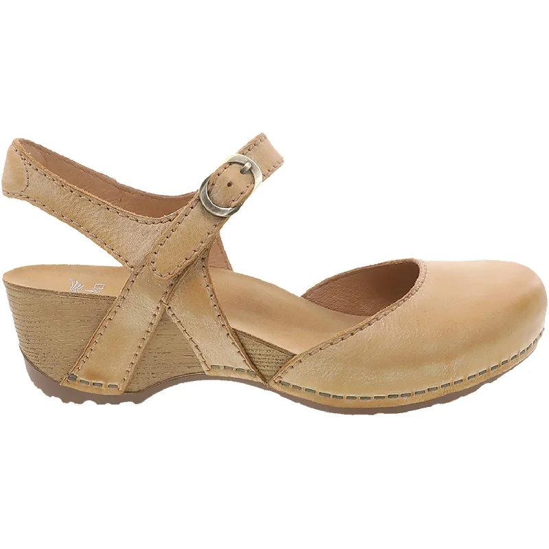 sandals with arch support for flat feet -Women's Dansko Tiffani Tan Milled Burnished Leather