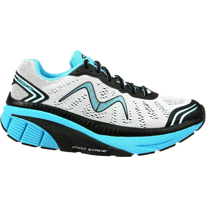 Men's MBT Zee 17 Running Shoe White/Black/Blue Mesh