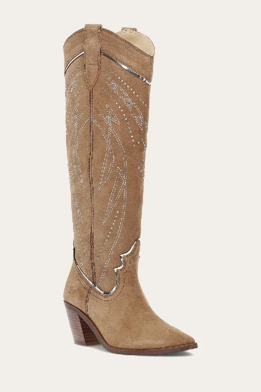 Warm ankle boots with thick lining-Sara Western Tall Stud