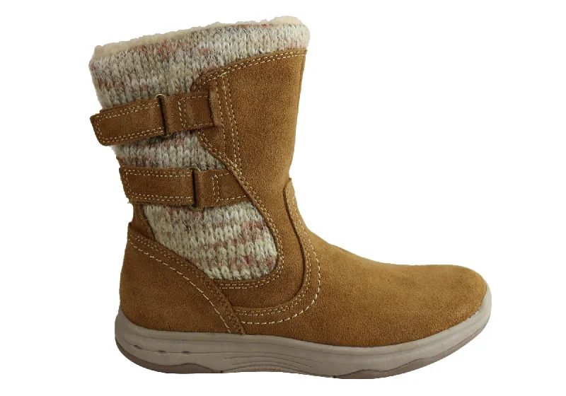 Fashionable boots with fleece lining for snow-Planet Shoes Katie Womens Comfortable Mid Calf Boots With Arch Support