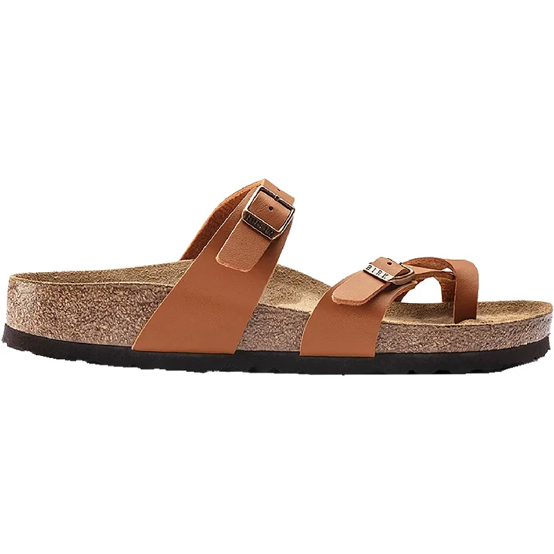 trendy sandals for teens -Women's Birkenstock Mayari Ginger Brown Birko-Flor