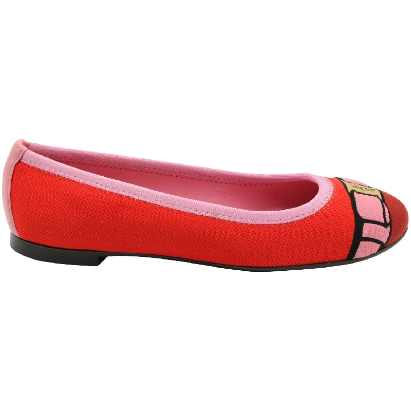 Salvatore Ferragamo Varina Bow-accent Embroidery Knit Ballet Flats in Polyester