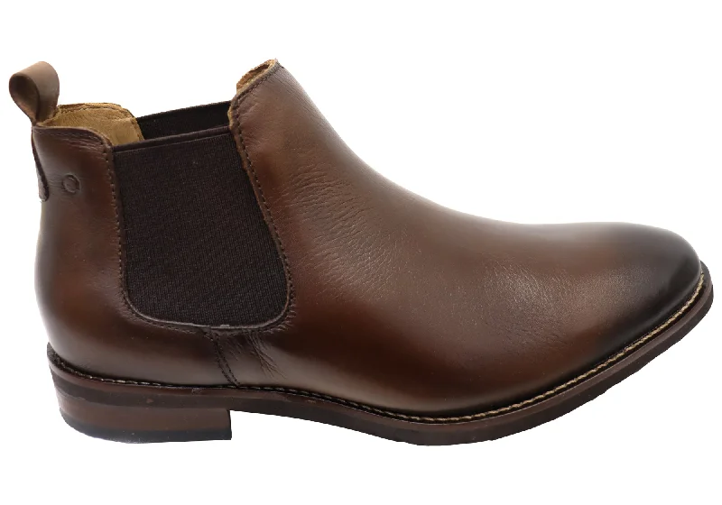 Colorful boots for winter-Democrata Jacko Mens Comfortable Leather Chelsea Boots Made In Brazil