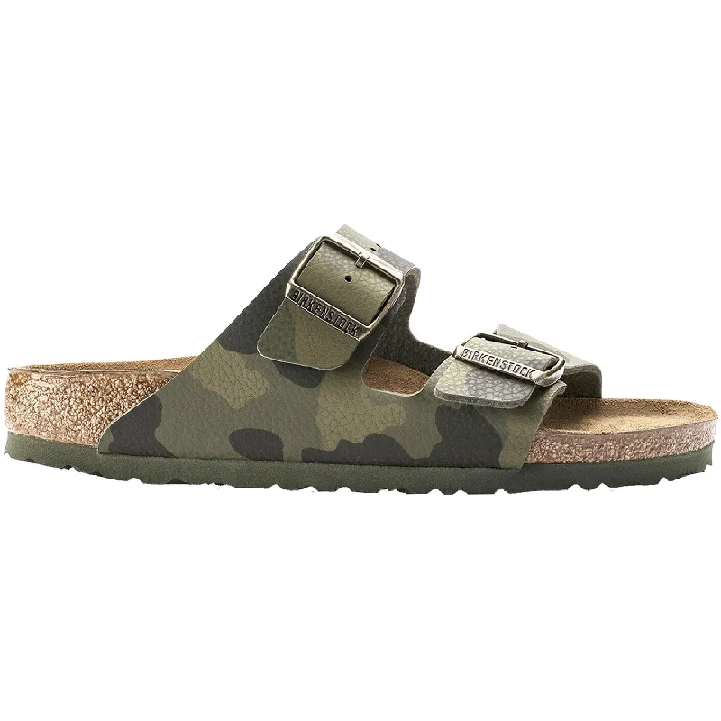 sandals for wearing all day at the beach -Women's Birkenstock Arizona Desert Soil Camouflage Green Birko-Flor