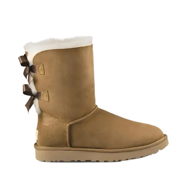 Tall boots for winter with lace-up closure-Ugg Women's Bailey Bow II Chestnut