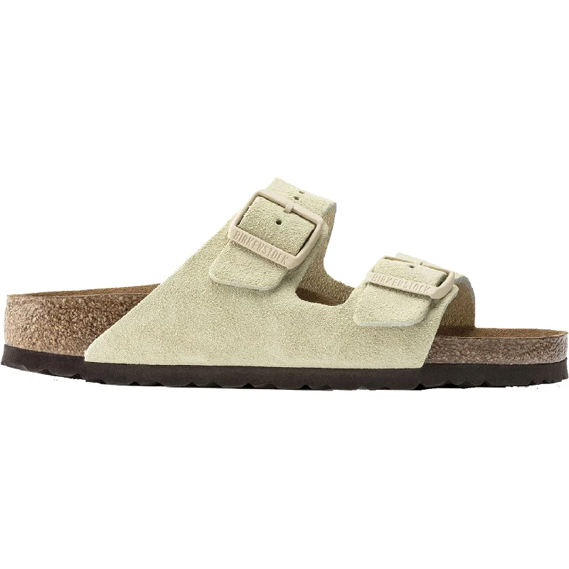 sandals for beach adventures in hot weatherWomen's Birkenstock Arizona Soft Footbed Almond Suede