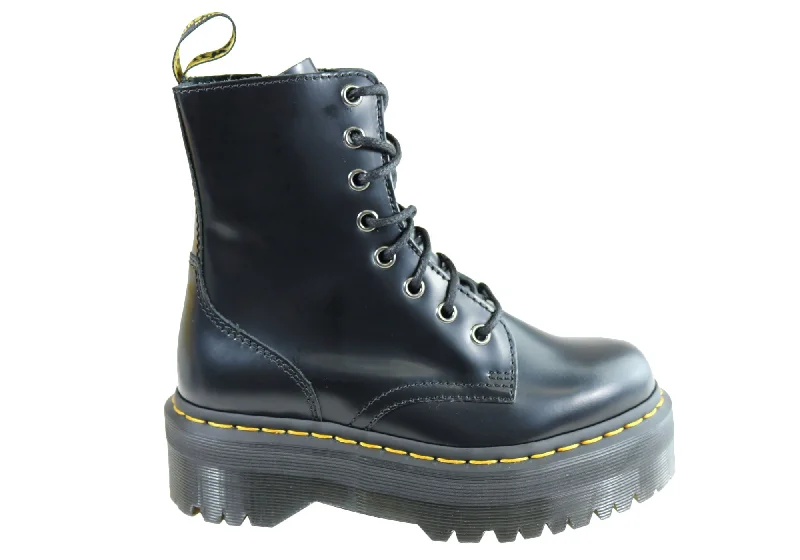 High ankle boots for fall fashion-Dr Martens Jadon Black Polished Womens Fashion Lace Up Boots