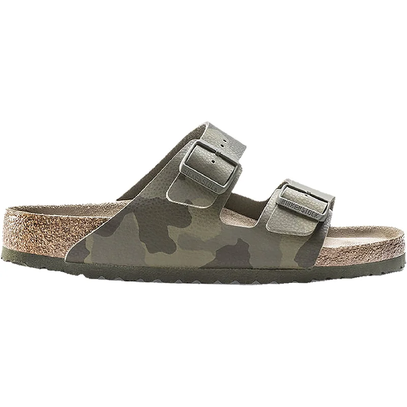 sandals for a cool summer lookMen's Birkenstock Arizona Soft Footbed Desert Soil Camo Green Birko-Flor