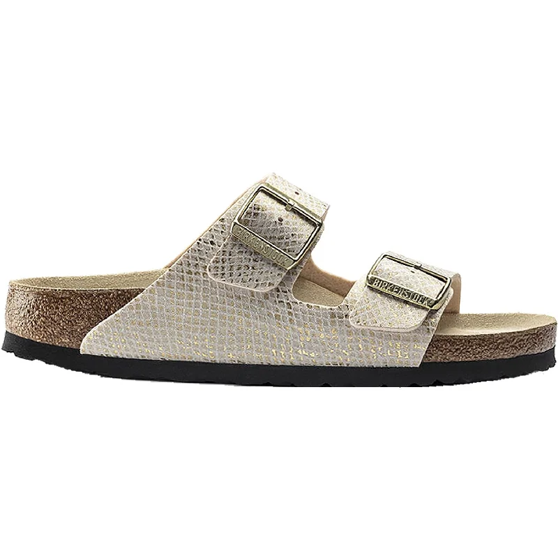 stylish sandals for every occasion -Women's Birkenstock Arizona Python Eggshell Microfiber