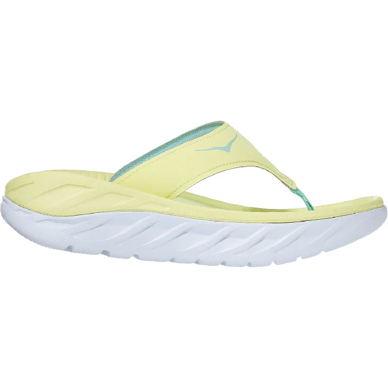 sandals for easy slip on and off convenience -Women's Hoka One One Ora Recovery Flip Luminary Green/Blue Fabric