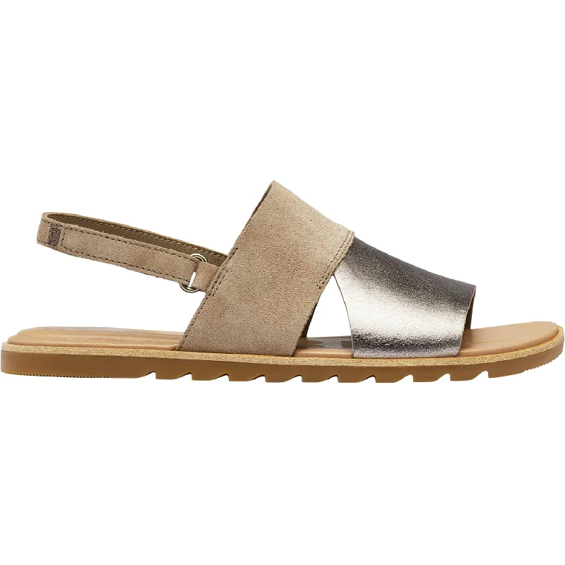 sandals for a comfortable fit all day -Women's Sorel Ella II Slingback Ash Brown/Chalk Leather