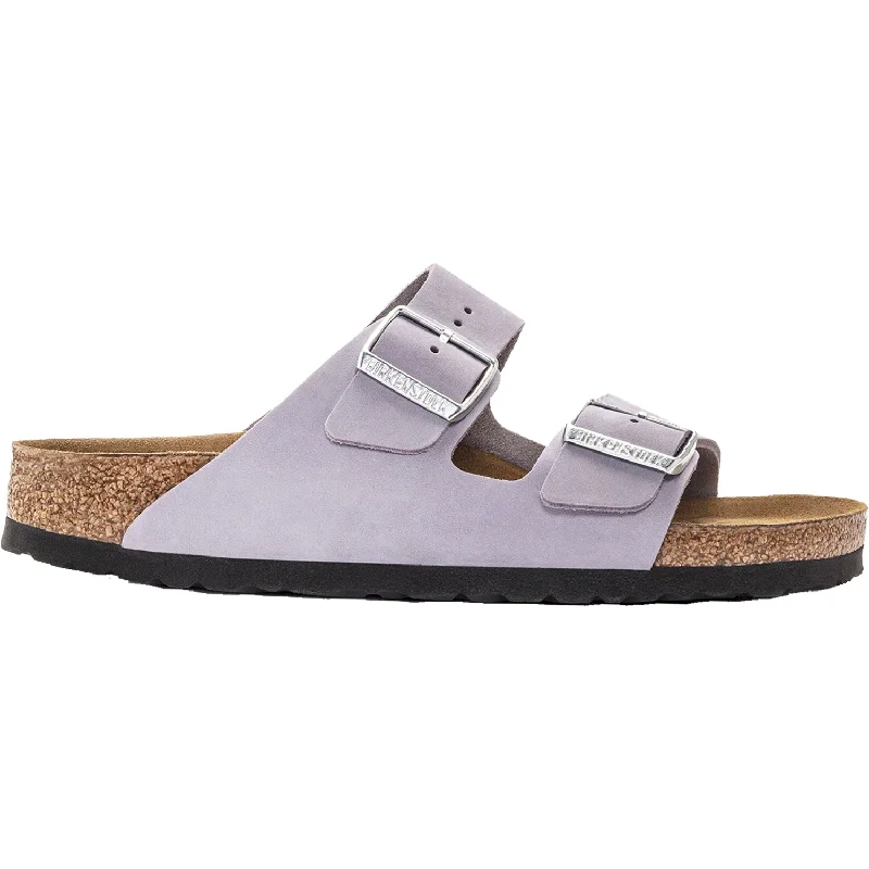 sandals for all-day wear on beach vacationsWomen's Birkenstock Arizona Soft Footbed Purple Fog Nubuck