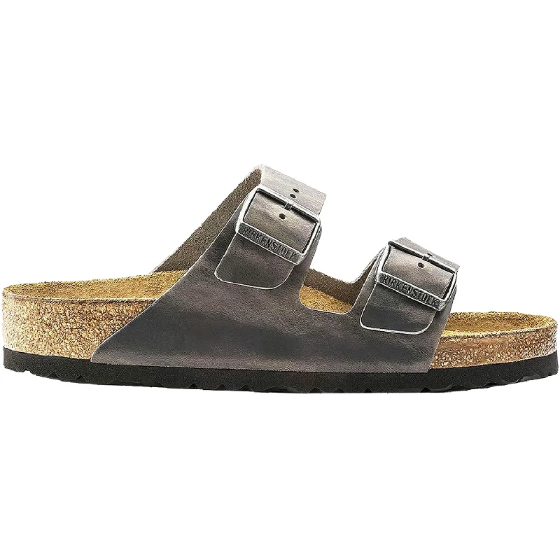 sandals with comfortable footbed for the beachUnisex Birkenstock Arizona Soft Footbed Iron Oiled Leather