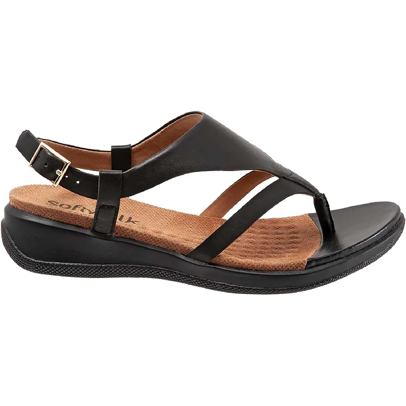 sandals for stylish city vacationsWomen's SoftWalk Temara Black Leather