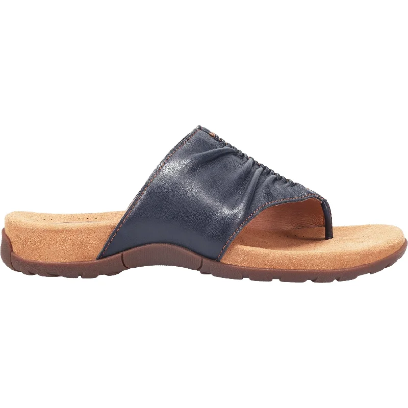 sandals for work comfort -Women's Taos Gift 2 Navy Metallic Leather