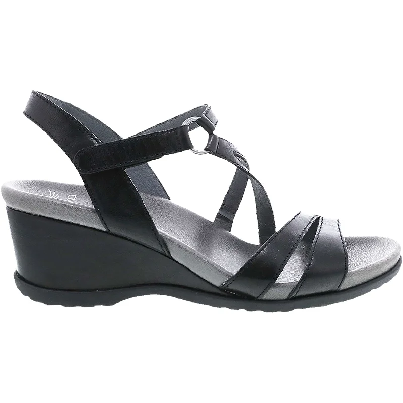 sandals for outdoor exploration during the dayWomen's Dansko Addyson Black Glazed Calf Leather