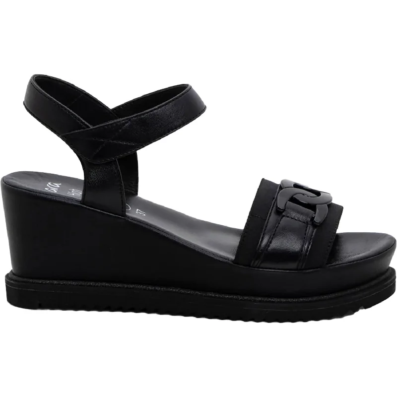 sandals with thick straps for stability -Women's Ara Palmdale Black Nappa Leather