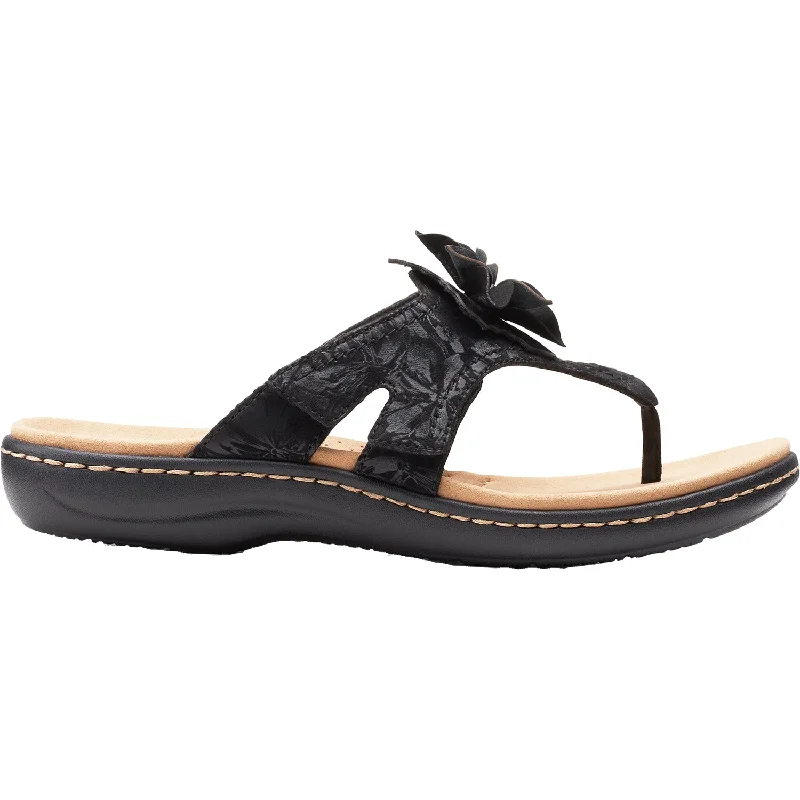 sandals for men with arch support -Women's Clarks Laurieann Gema Black Leather/Synthetic