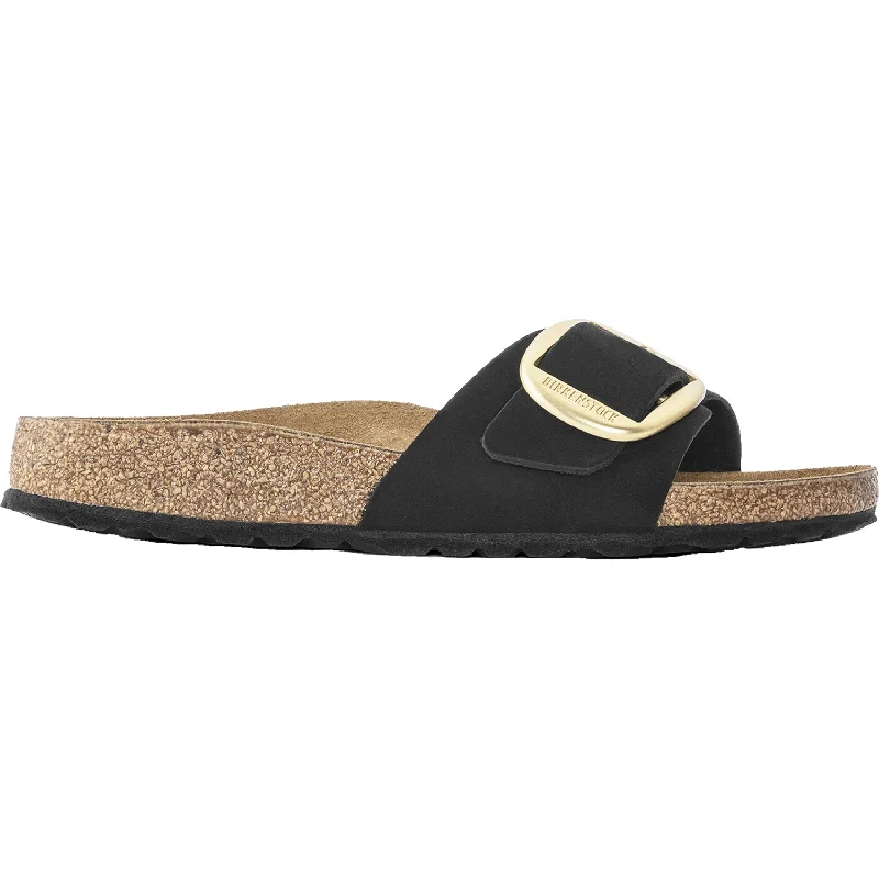 sandals for walking comfortably on rocky terrainWomen's Birkenstock Madrid Big Buckle Black Nubuck