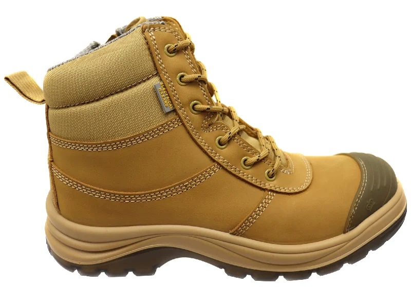 Comfortable flat boots for winter-KingGee Mens Tradie Zip Lace Composite Safety Work Boots