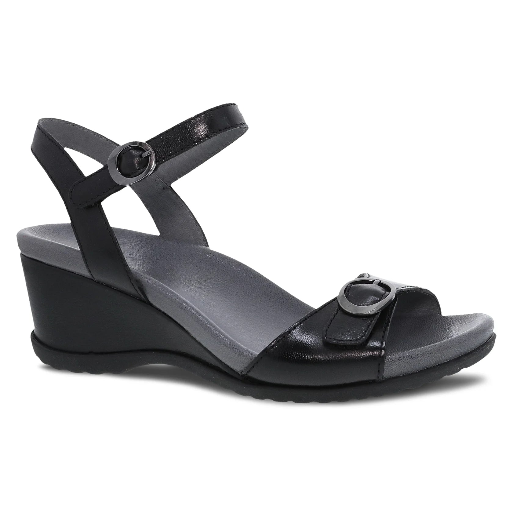 sandals for summer outings at the beachArielle Black Glazed Leather Sandal