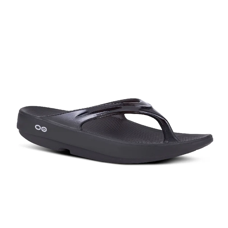 sandals for flat feet -OOlala Women Thong Black - Black