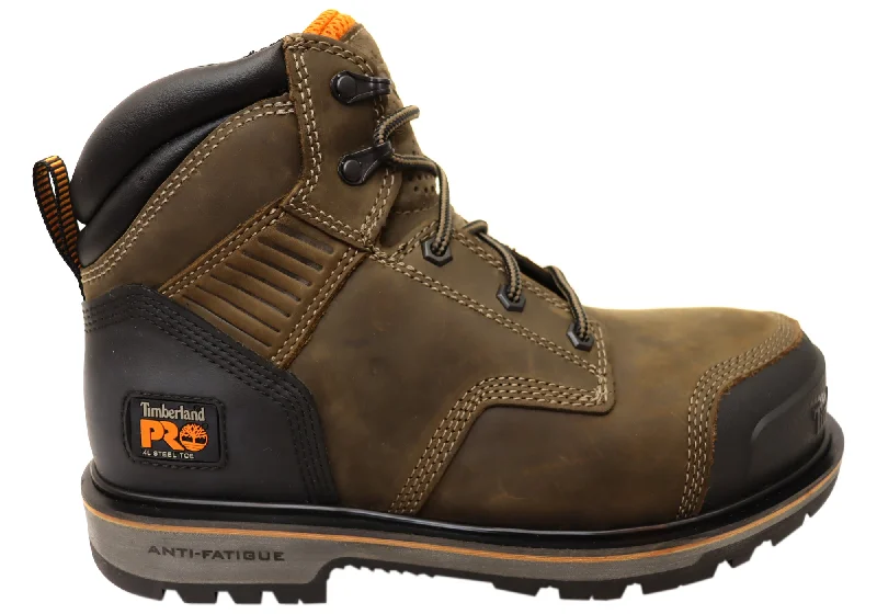 Comfortable boots with flat sole-Timberland Mens Pro Ballast 6 Inch Steel Toe Leather Work Boots