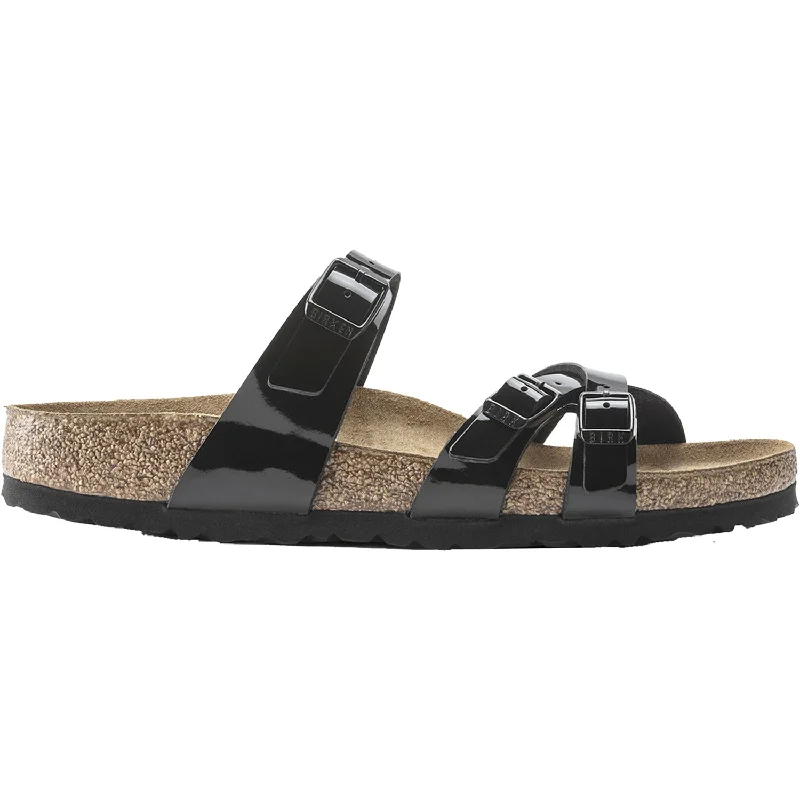 sandals for comfortable sightseeing during summerWomen's Birkenstock Franca Black Patent Leather