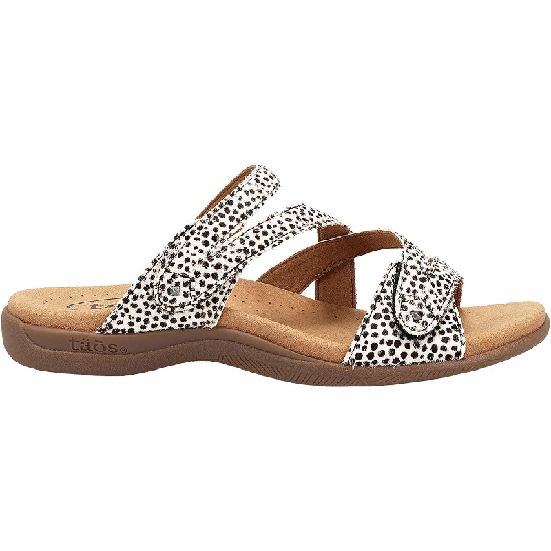 sandals for summer strolls in the sunWomen's Taos Double U Black/White Cheetah Multi Leather