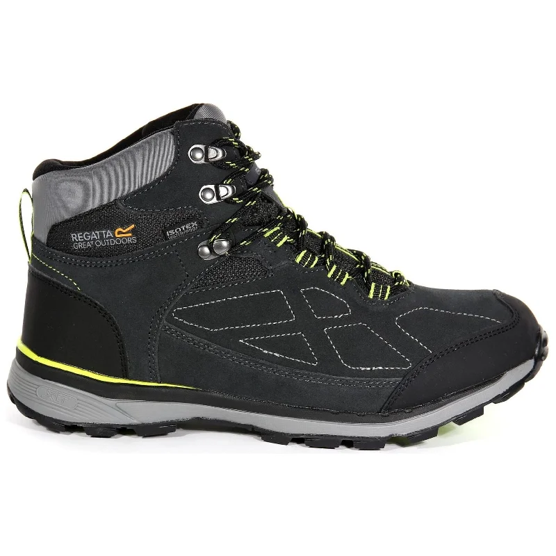 Snow boots with warm lining-Regatta Samaris Suede Mid Mens Waterproof Walking Boots - Black