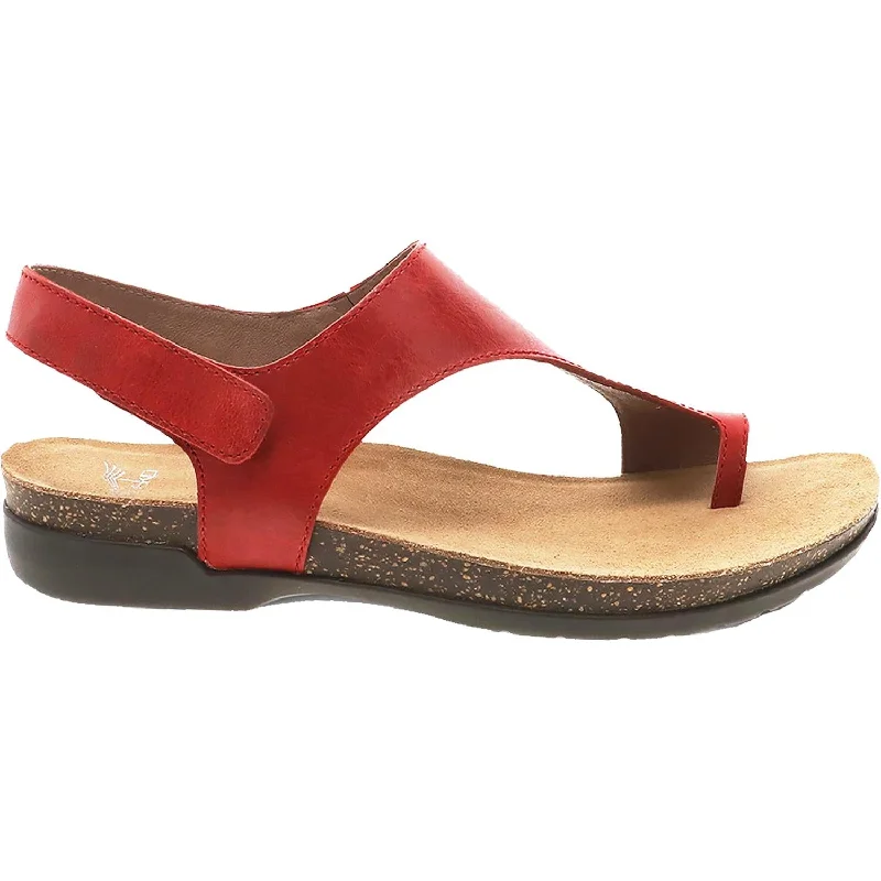 sandals for summer vacations with easeWomen's Dansko Reece Red Waxy Burnished Leather