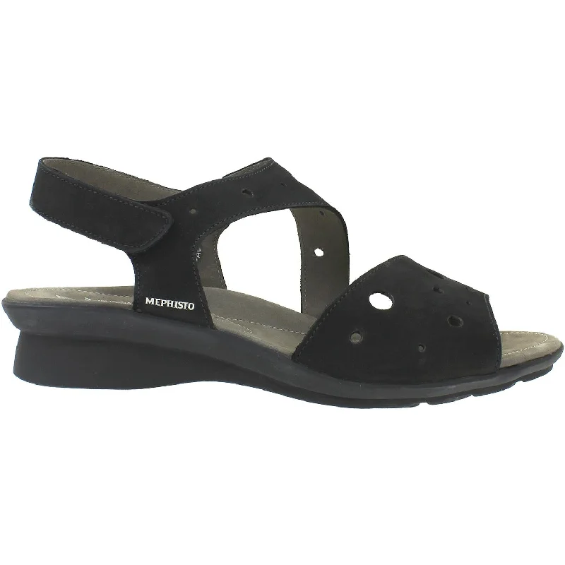 sandals for walking on sunny beach daysWomen's Mephisto Phiby Perf Black Bucksoft Nubuck