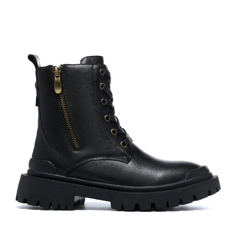 Stylish boots for urban snow walks-UGG Ivanna Laced Up Leather Boots