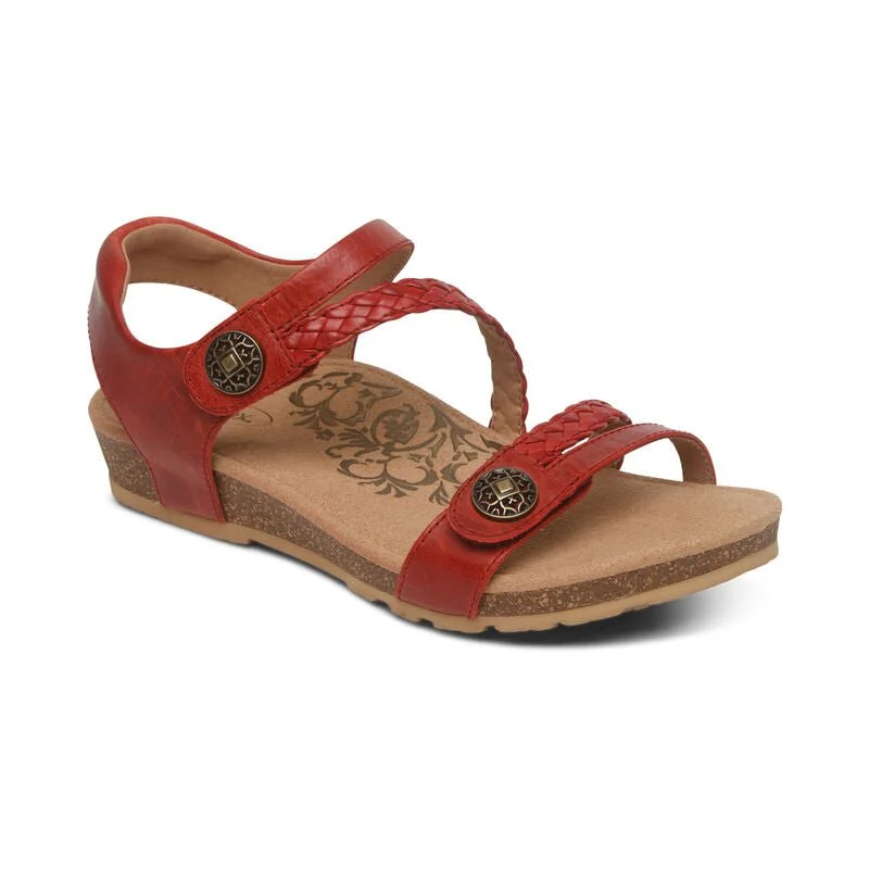 sandals for summer festivals -Jillian Braided Quarter Strap Sandal Red