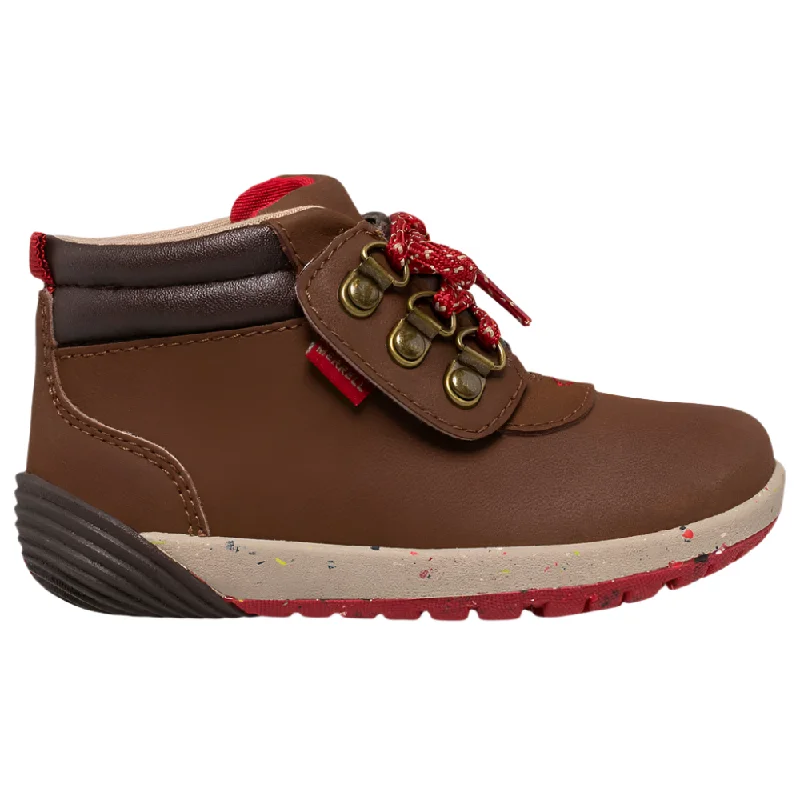 Trendy winter boots for snow with heel-Merrell Toddler Boys Bare Steps Boot 2.0 Brown Suede