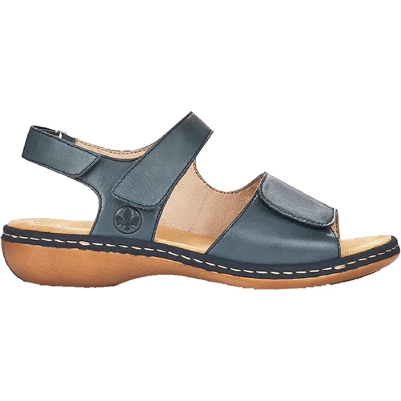 sandals for running errands in style -Women's Rieker 659G0-14 Regina G0 Navy Leather