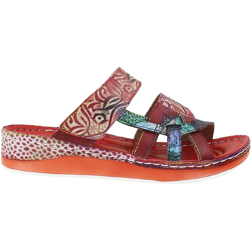 sandals for the pool -Women's L'Artiste by Spring Step Caiman Red Multi Leather