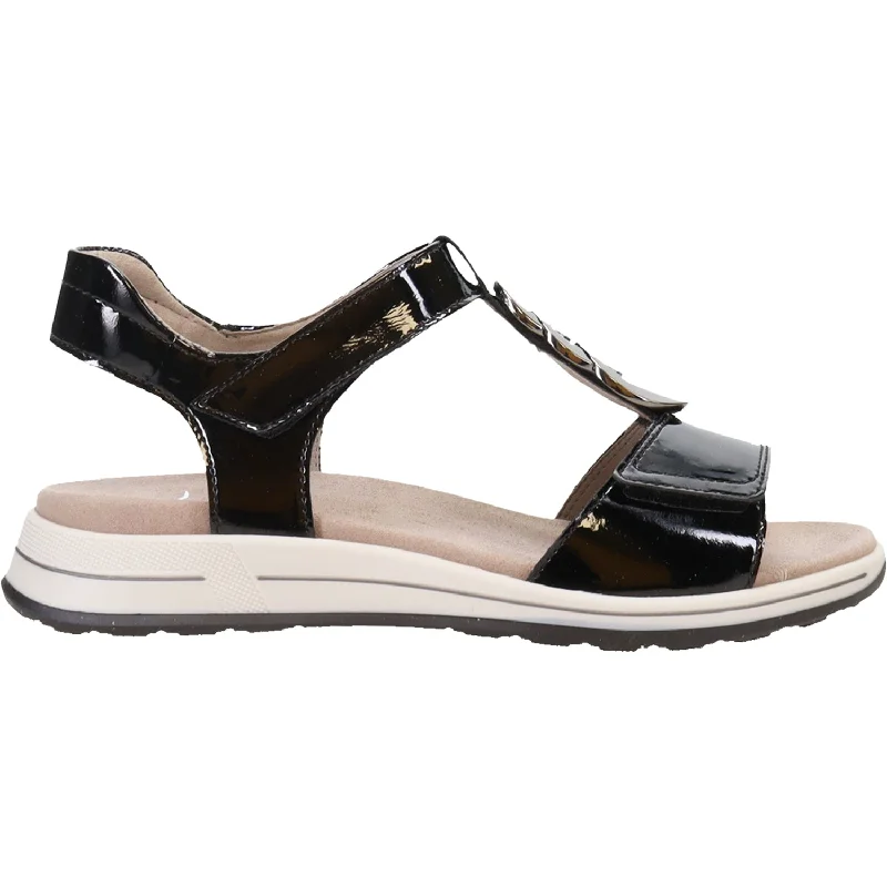 sandals for all-day wear during beach tripsWomen's Ara Oregon Black Patent