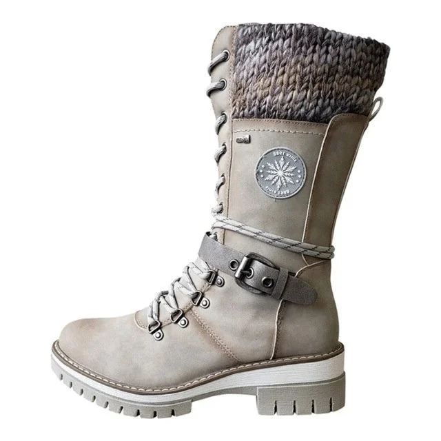 Soft warm boots for snow-Groovywish Women Orthopedic Boots Mid-Calf Buckle