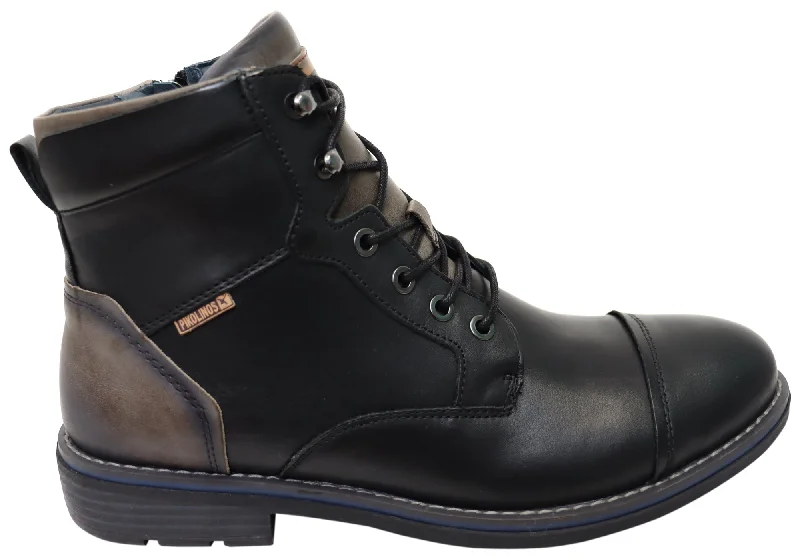 Comfortable boots for cold snow days-Pikolinos Mens York M2M-8170 Comfortable Leather Lace Up Boots