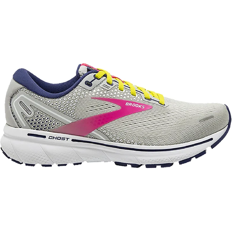 Women's Brooks Ghost 14 Grey/Pink/Sulphur Spring Mesh