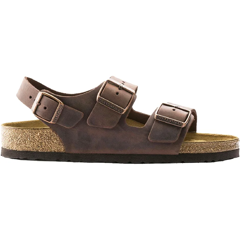 sandals with soft straps for no irritation -Unisex Birkenstock Milano Habana Oiled Leather