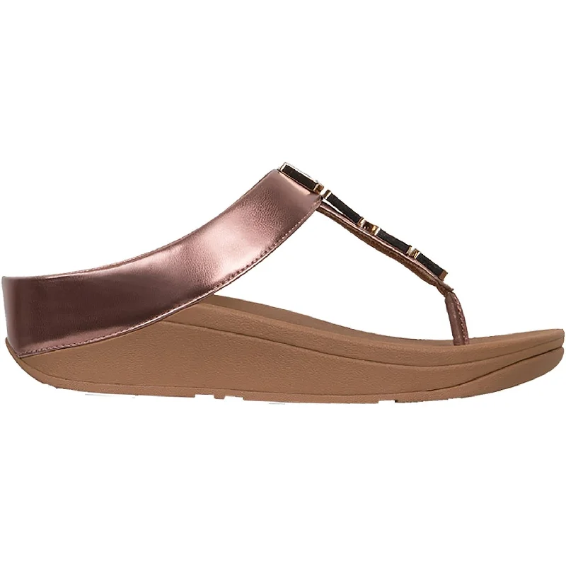 sandals for outdoor fun by the seaWomen's Fit Flop Fino Shellstone Rose Gold Leather