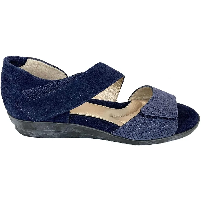 sandals for adventurous walks by the seaWomen's BeautiFeel Dita Navy Linear 3D Print Suede