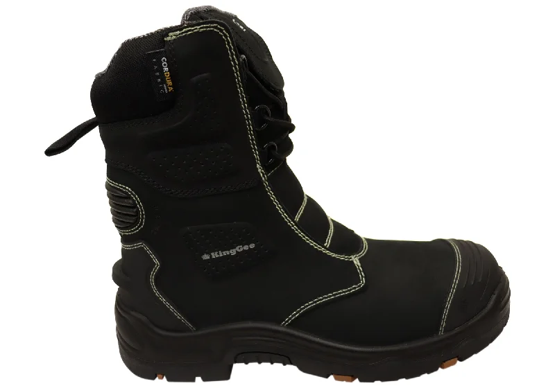 Affordable hiking boots for men-KingGee Mens Bennu Pro 9 Comfortable Leather Work Boots Black